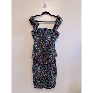 Vintage Betsey Johnson Floral Bodycon Peplum Dress